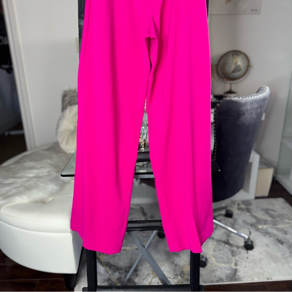 New Express Editor Hot Pink High Waisted Wide Leg Tailored Dress Pants Womens 4 - Picture 3 of 11